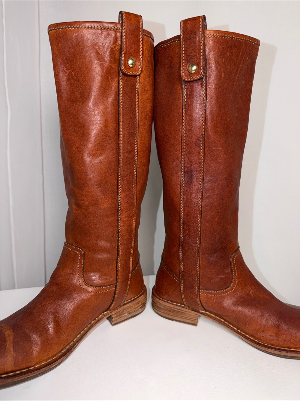 Coach Weslyn Cognac Leather Equestrian Riding Boots Size 7 - Picture 9 of 11